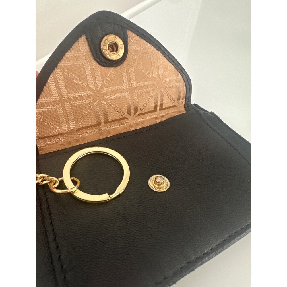 Lotis Leather ID Card Wallet w/Key Chain RFID PROTECTED black NEW - Picture 2 of 4